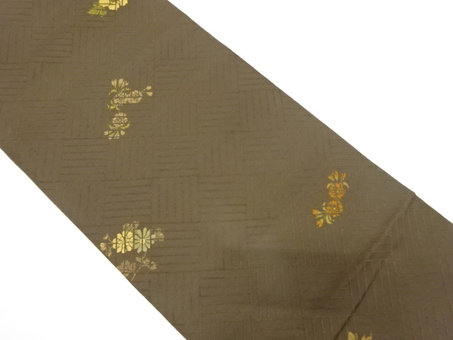 アンティーク　草花模様織り出し丸帯（材料）